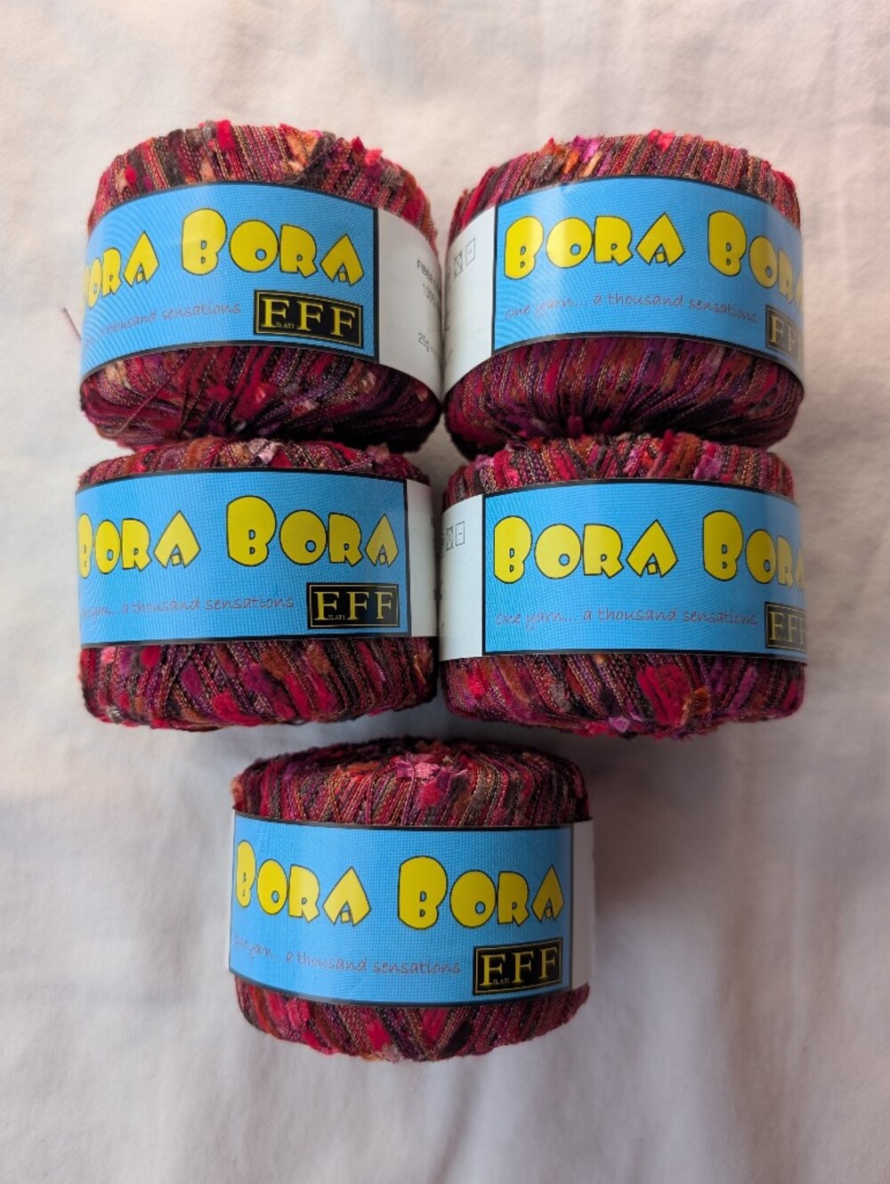 Filati FF Bora Bora Multicolor Carry-Along Novelty Yarn Red Multicolor - 5 Balls